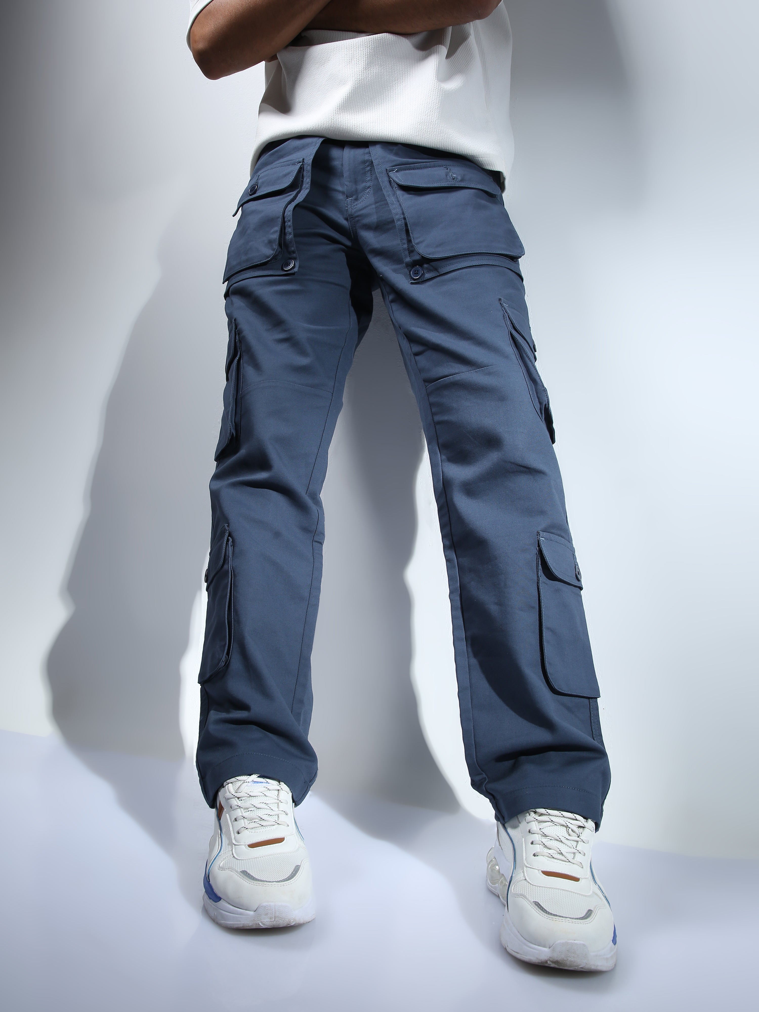 Baggy Fit Cargo trousers - Denim blue - Men | H&M IN